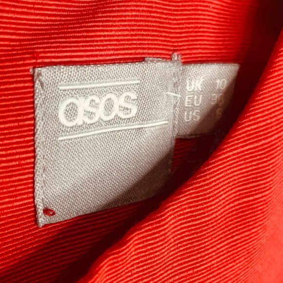 ASOS | Red Puff Sleeve Textured Mini Dress Size 6 | EUC - Picture 5 of 14